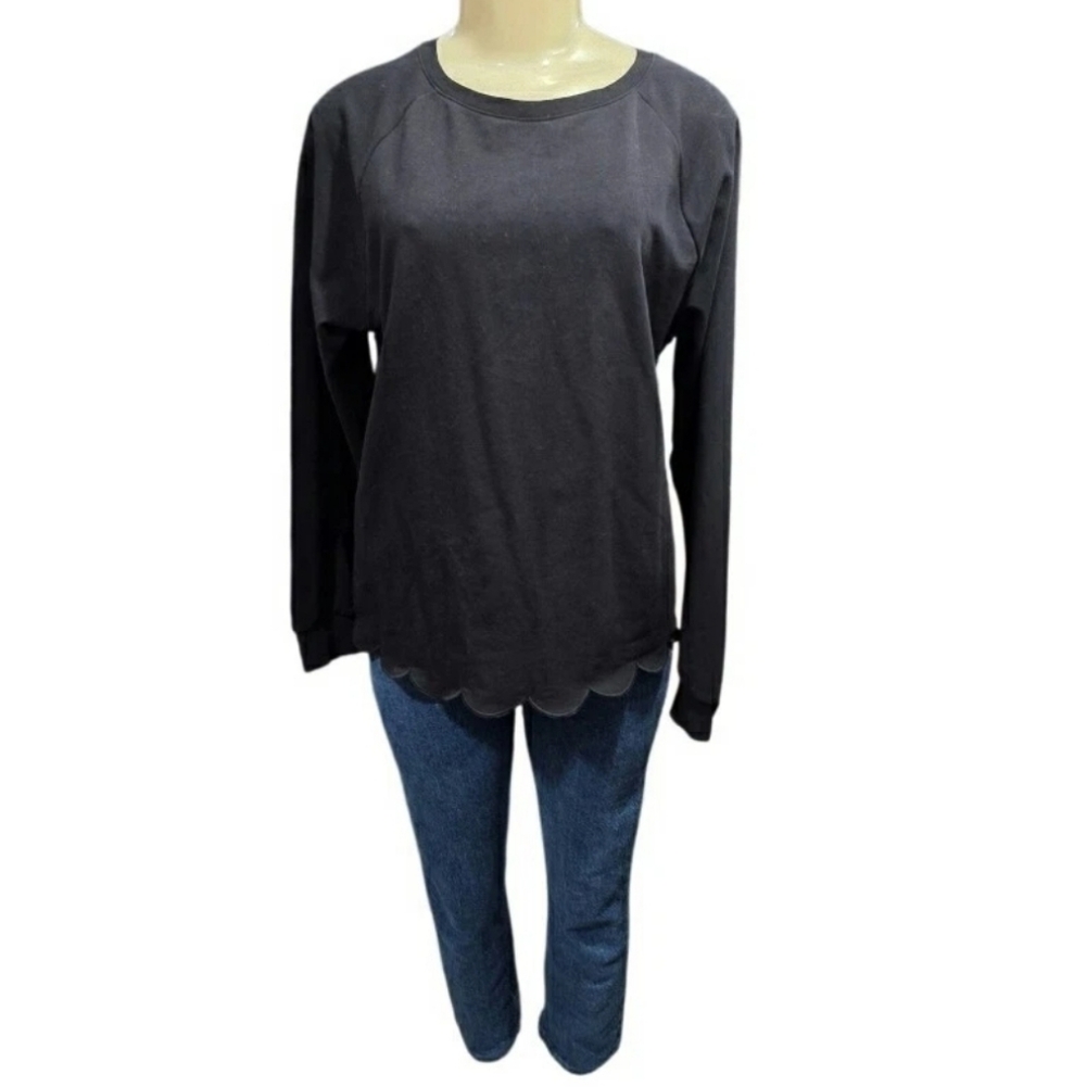 Kate Spade New York Scallop Hem Long Sleeve Sweatshirt Top Size Small